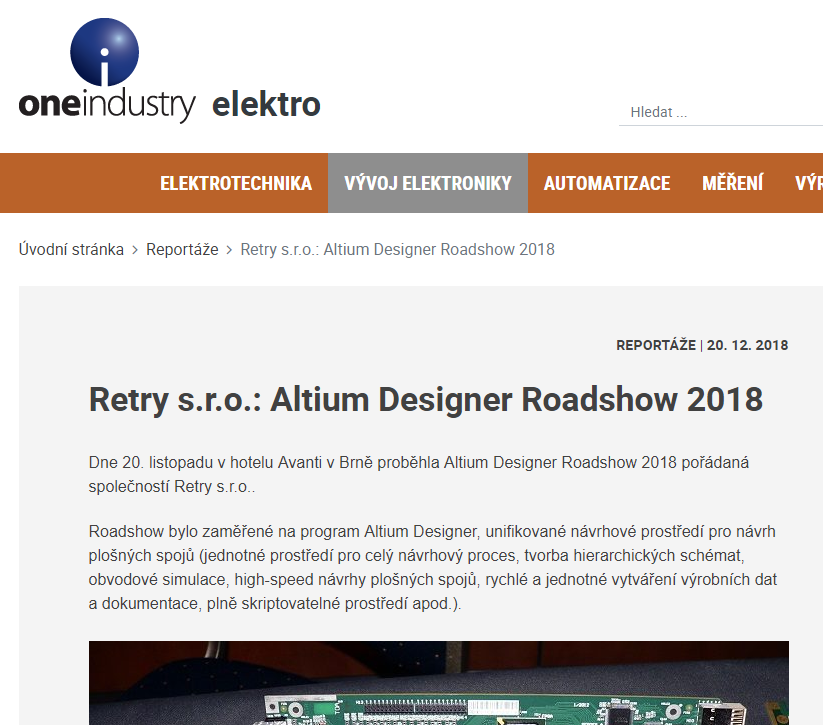 oneindustry reportazRoadshow2018